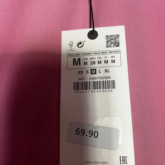 Zara Pink Wide Leg Women's Pants - Picture 2 of 3